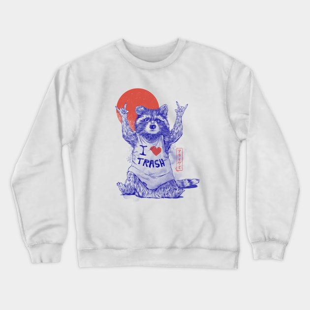 I Love Trash - Cute Funny Metal Raccoon Gift Crewneck Sweatshirt by eduely